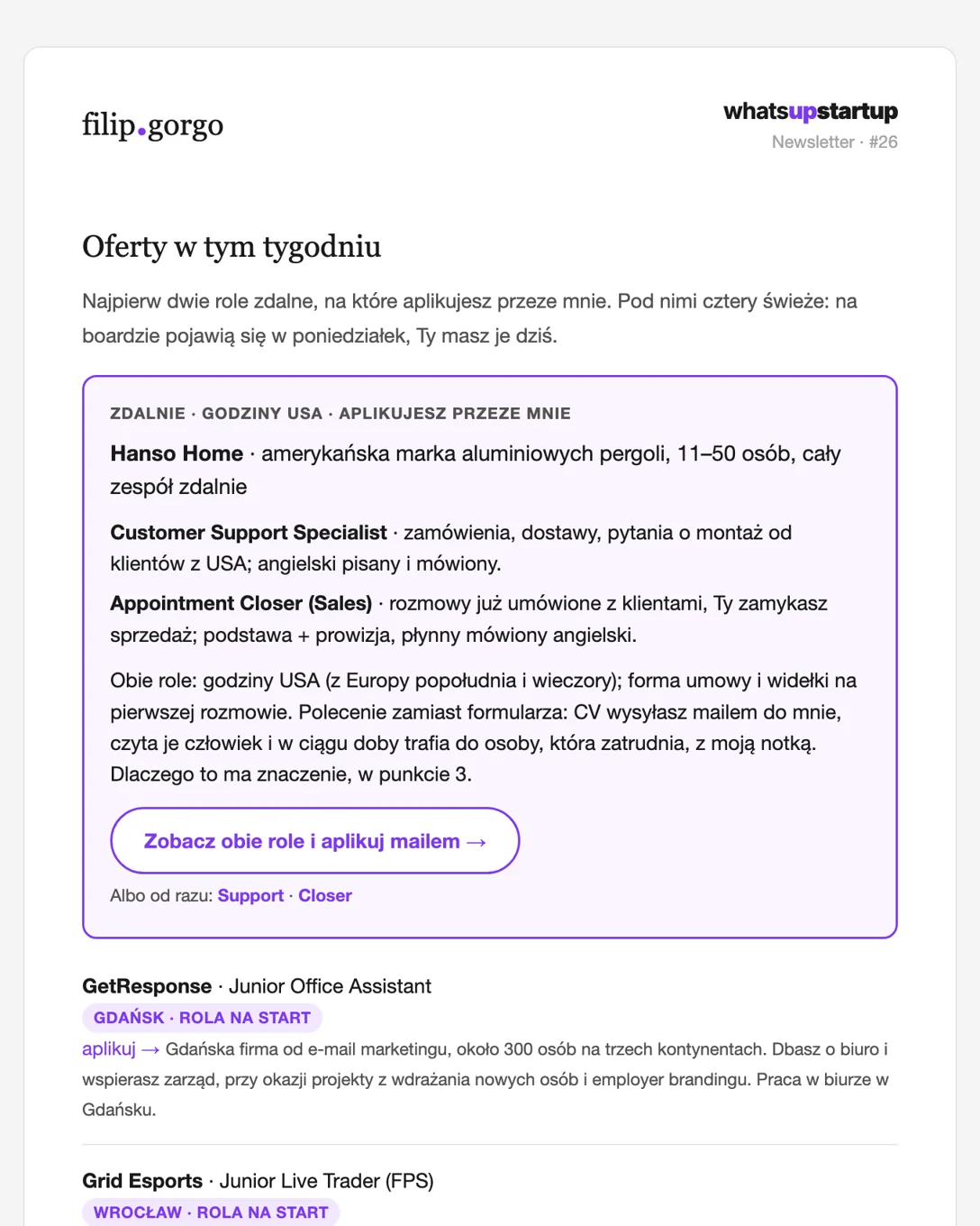 What's Up Startup — ostatni piątkowy mail